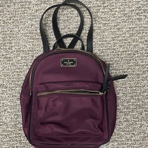 Kate Spade Burgundy Backpack with Black Straps